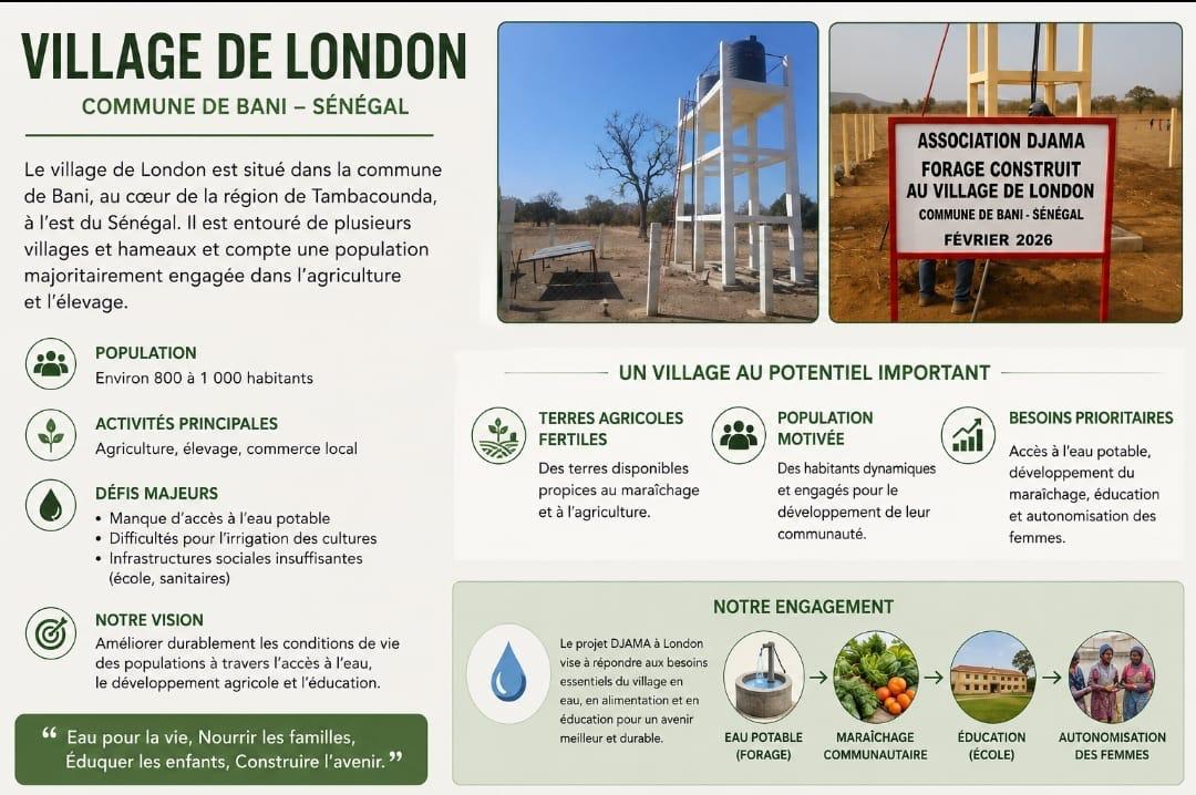 Forage construit au village de London, Sénégal